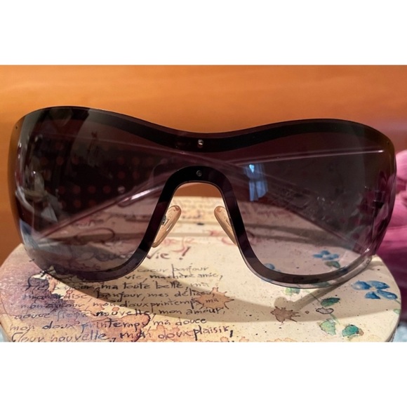 Dior Vintage Quadrille Silver Wide Arm Sunglasses